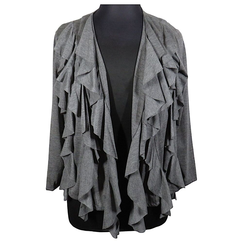Double Take Vintage Ruffled Open Front Lightweight Cardigan Plus Size 1X